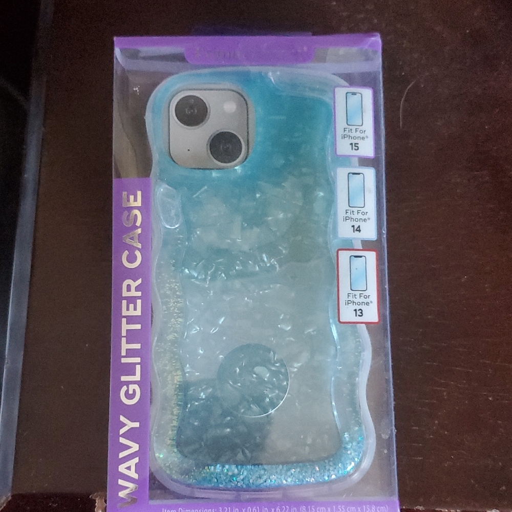 Wavy Glitter Case for iPhone - Blue